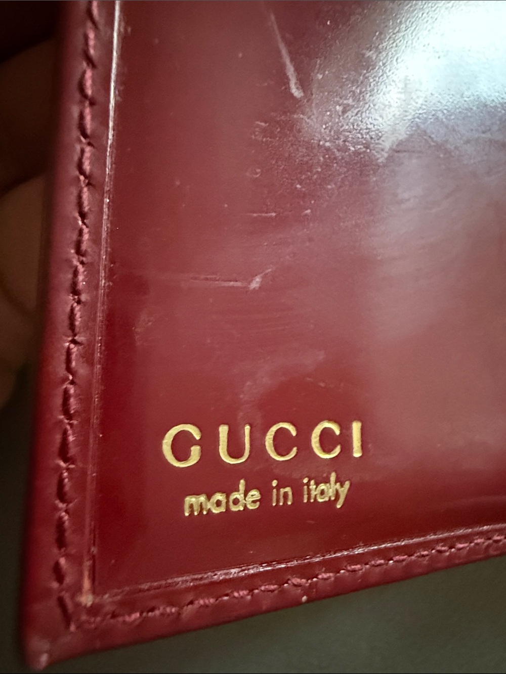 Gucci Burgundy Patent Leather Continental Wallet with Gold Plaque - Picture 4 of 10